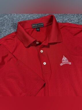 Peter Millar Summer Comfort Congressional Country Club Polo Shirt Red Men Sz L
